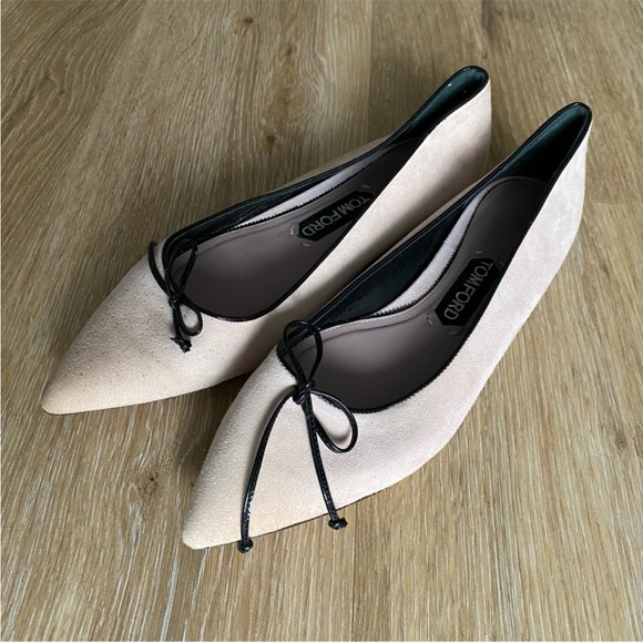 Tom Ford Bow Knot Blush Pink Suede Ballerina Flats 39.5 - Picture 3 of 10